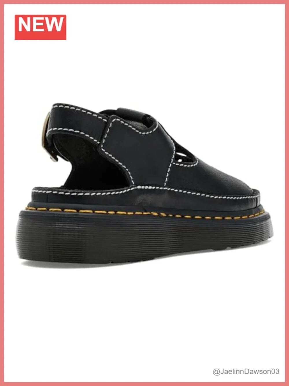 Dr. Martens Slip-On Heeled Sandals Suede Cut-Out Flower Adjustable Buckle